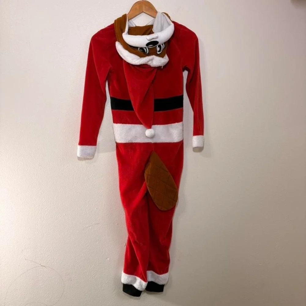 Buc-ee's Kids Pajamas Size YXS Red Overalls Jumper Santa Christmas‎ Holiday